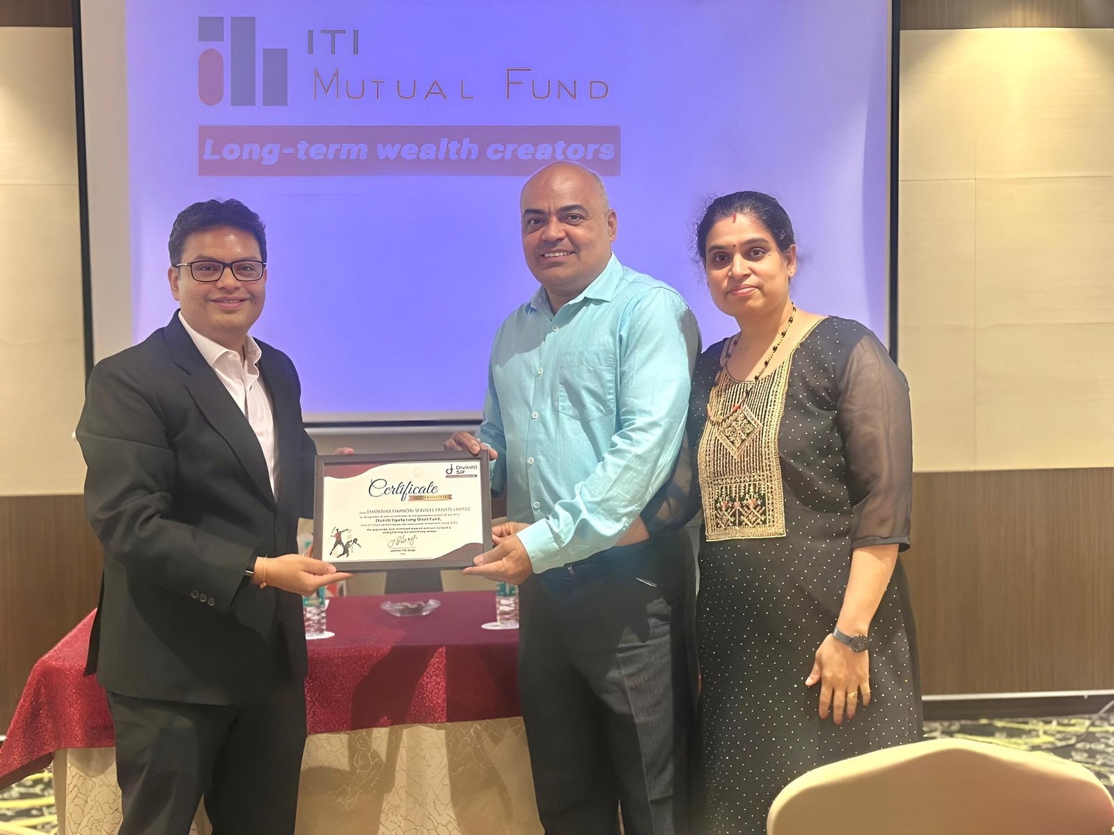 Received certificate from Mr. Nilay Dalal the fund manager of ITI BFS.